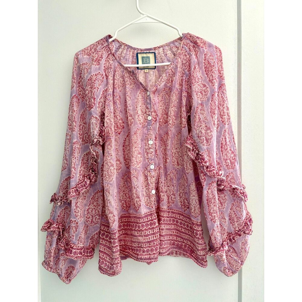 Bell by Alicia Bell Blouse Silk Cotton Flowy Blouse Size M (Orig. $228)